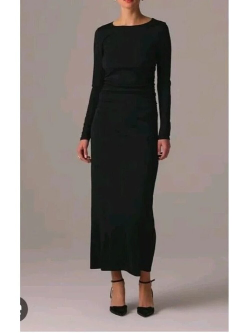 NWT J.Crew Long-Sleeve Dress Maxi Black Jersey Crepe Sheath Stretch CF784 Sz XL